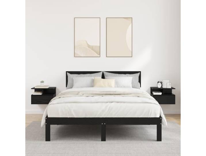 HEFZGDB Schwebende Nachttische 2 STK. Schwarz Eiche 40x31x27 cm Holzwerkstoff mit Schublade für Stauraum, Moderne Wandmontage Nachttisch für Schlafzimmer