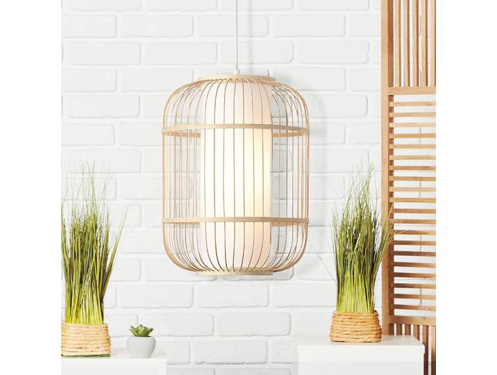 Suspension Bones I Ø 30cm Blanc Tissu mélangé E27
