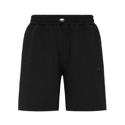 Shorts PLEIN SPORT "Jogging-Shorts", Herren, Gr. XL, US-Größen, schwarz (02, schwarz), Obermaterial: 80% Baumwolle, 13% Polyester, 7% Elasthan, Hosen Shorts