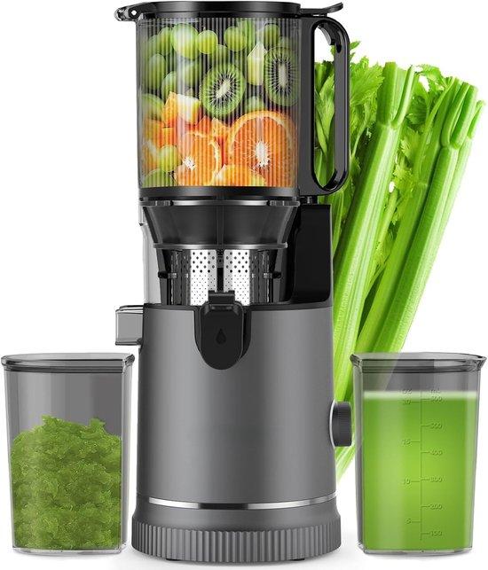 Langsam laufender Entsafter mit 400W, Kaltpressverfahren, mit einer XL-Öffnung von 147 mm für ganze Früchte und Gemüse, 1,8 Liter Fassungsvermögen, BPA-frei, leise und leicht zu reinigen