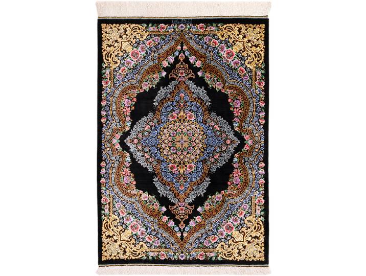Ghom Seide Signiert Shirazi Teppich 80x116 Handgeknüpft Orientteppich Perserteppich Seide