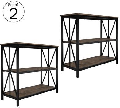 Lavish Home 3-Tier Bookshelf, Brown Woodgrain