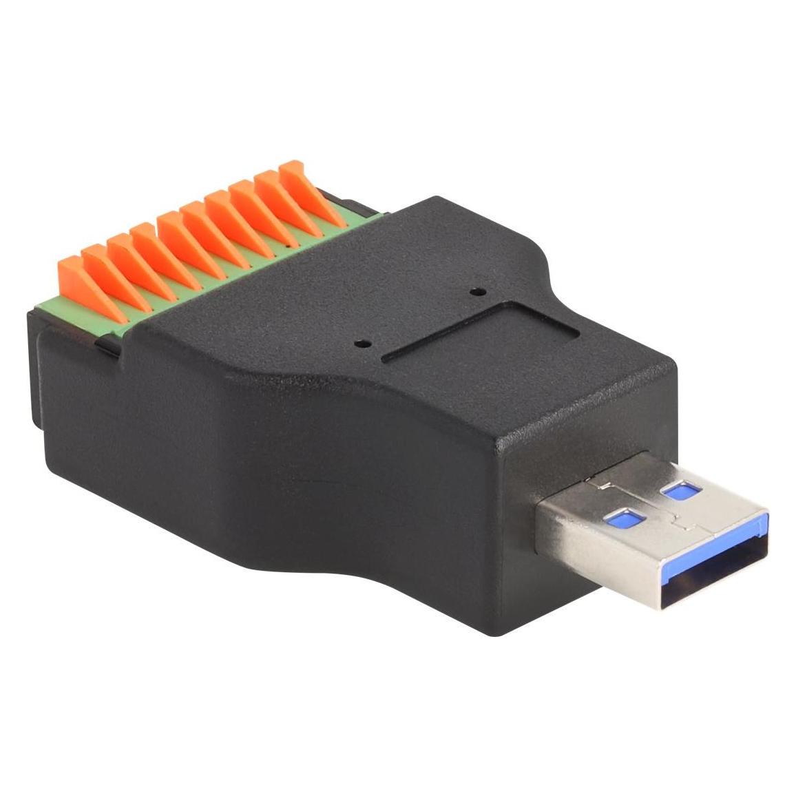 Delock USB 3.2 Gen 1 Typ-A Stecker zu Terminalblock Adapter mit Drucktaster (66238)