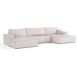 WOHNLANDSCHAFT NUBO mit Schlaffunktion Creme im Neve Stoff