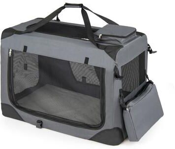 Costway Collapsible Soft Dog Crate Travel Crate with Mesh Windows and 3 Doors-L