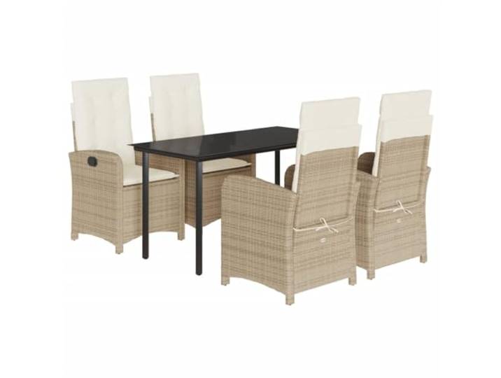 PUGYNBK Esszimmer-Set für den Garten, 5-teilig, aus synthetischem Rattan, Beige