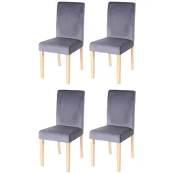 Chefgastro 4er-Set Esszimmerstuhl Stuhl Küchenstuhl klassisch und zeitlos | HxBxT 90x43x56cm | Sitzhöhe 45cm | Samt MVG-zertifiziert | helle Beine | Grau
