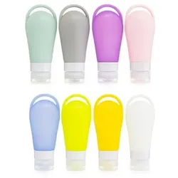 Silikon- Reiseflaschen 90ml, auslaufsicher inkl. Tasche 2x á 4 Stück