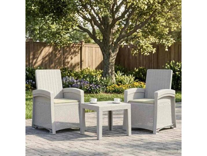 HPUYRFG Liegesessel Garten Rattan-Optik 2er Set Weiß und Creme PP 3-fach verstellbare Rückenlehne, wetterbeständig, leicht zu bewegen, vielseitig für Terrasse und Balkon