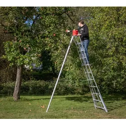 Niwaki Aluminium 3-Holm-Gartenleiter höhenverstellbar | Silber | 268x140x361 cm - Silber