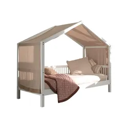 HAUSBETT 90x200 Keeley Buche Weiß Holz Himmel Komfort Stabil Design