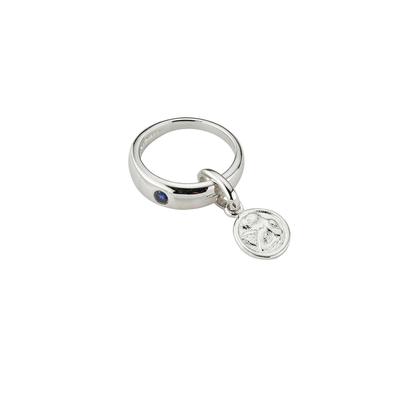 Kettenanhänger FIRETTI "Schmuck Geschenk Silber 925 Halsschmuck Anhänger Taufring Engelmotiv", silber (silberfarben, blau, blau), Schmuckanhänger, Damen, Silber 925 (Sterlingsilber), 0,76 g, Kettenanhänger, mit Zirkonia (synth.)
