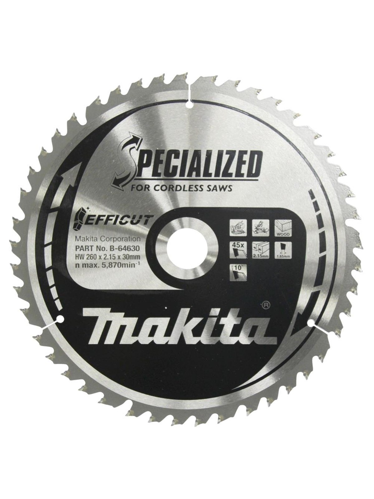 Makita Circular Saw Blade Efficut TCT 260x30mm 45T B-64630