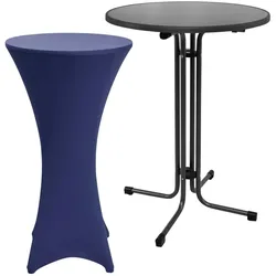STEHTISCH Sylt Ø 80cm Grau mit Stella Stehtischhusse Ø 80cm Blau