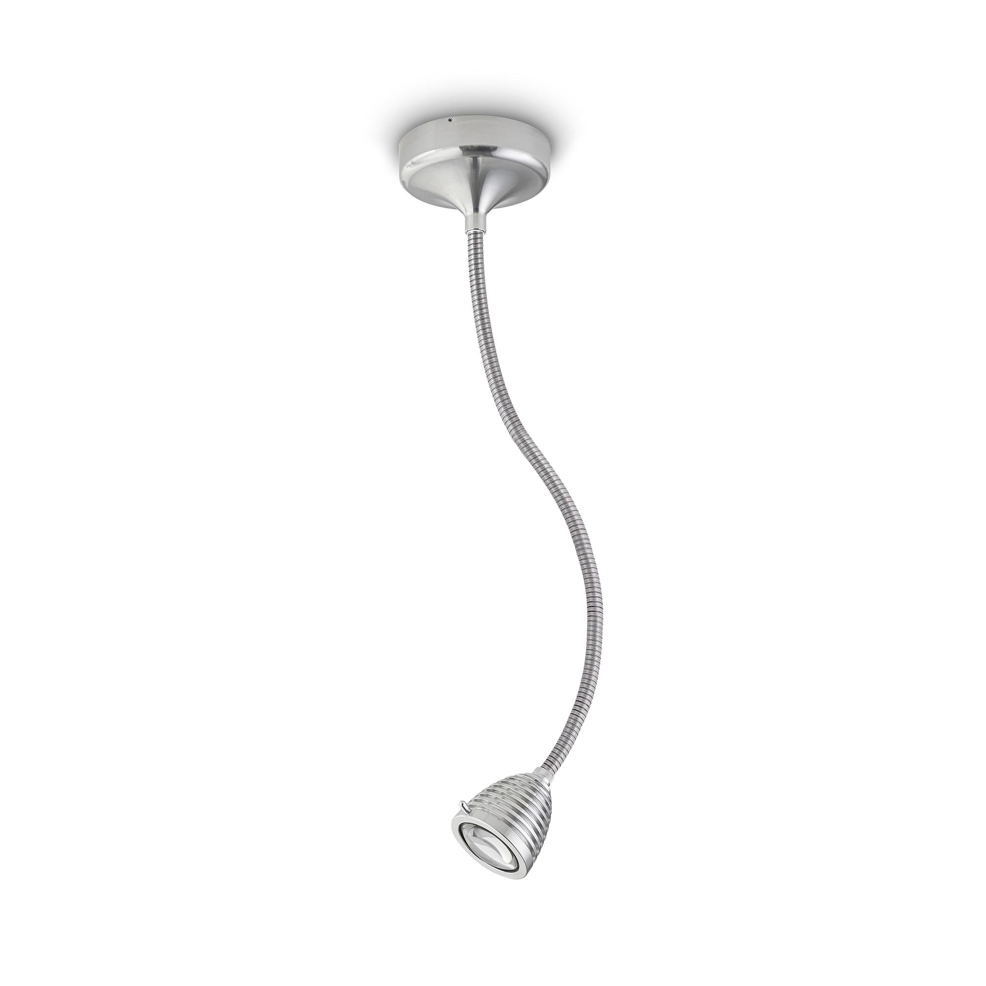 less 'n' more Athene A-WDL2 Wandleuchte / Deckenleuchte aluminium (Flexwelle Alu... Flexwelle Aluminium, LED dimmbar über Tastdimmer am Sockel A-WDL2-S-KA-FA