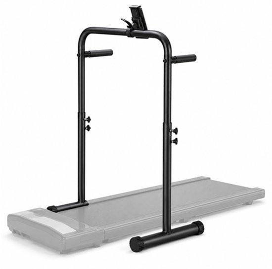 Sicherheitsbügel für Laufband, universelle Handstütze für Laufband im Büro, höhenverstellbar von 98 bis 120 cm, stabiler Stahlrahmen, Halterung für Smartphone, Getränke, ideal für das Home-Gym