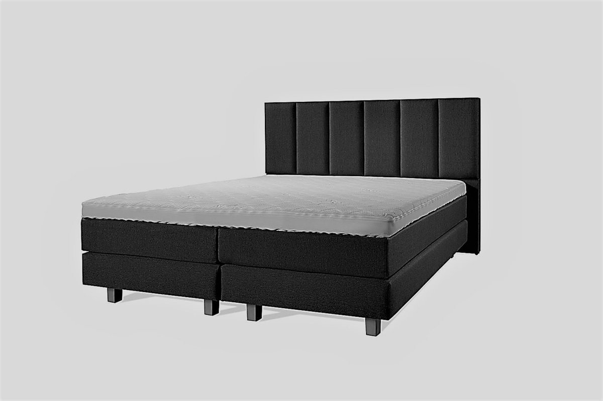 Boxspring Luxe Vertical Zwart Lederlook 200x200 cm
