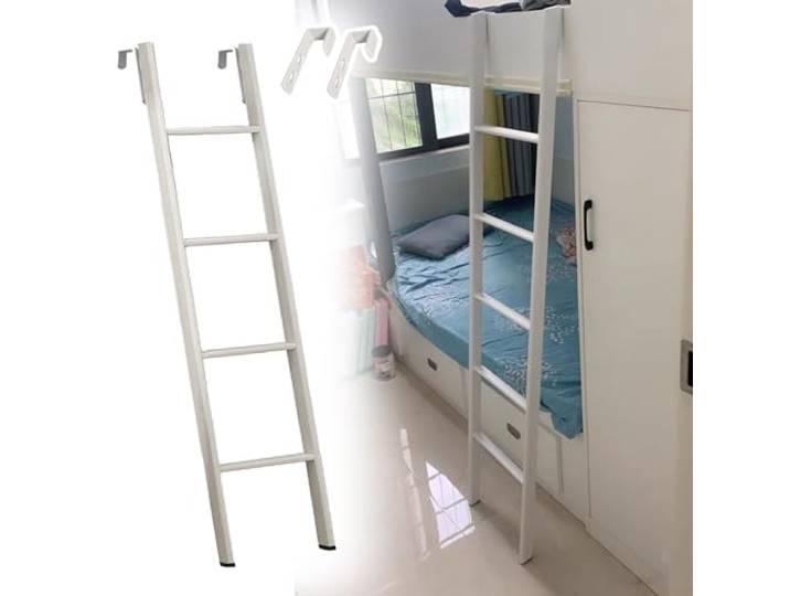 Hochbett Leiter Etagenbettleiter aus Metall mit Haken, Weiße Wohnmobil-Etagenleiter für Wohnheim-Heimschule, Verstellbare Doppelbettleiter/ Kurze Aufstiegsleiter, Austauschbare Leitern ( Size : 130cm/