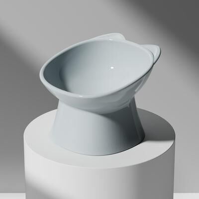 Friendly Fresh Finds Anti Tip Cat Bowl With Double Ears And High Legs grey
