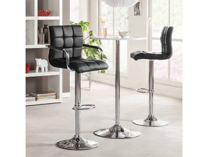 Chaise de bar Fitzgerald 53 x 96 x 49cm Noir / Chrome Lot de