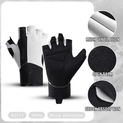 Multicon Wholesale Hub Gym Lifting Workout Gloves Men Women, Wrist Belt Fitness Climbing, Work Out Shock Absorb Foam Pad Palm Crossfit white l