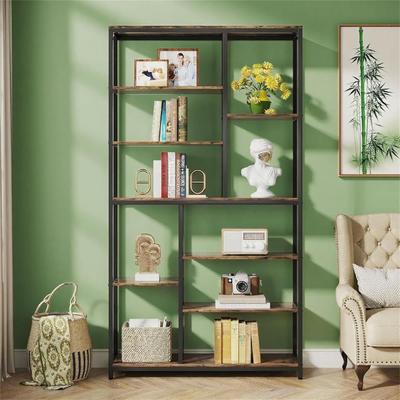DEVERA Industrial Wood & Metal Bookcase