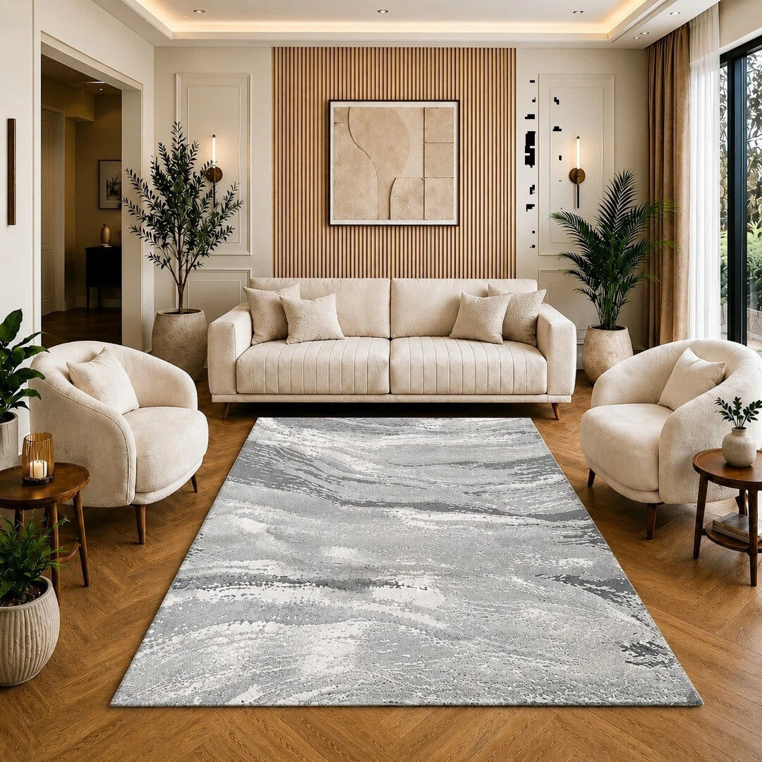 Brayden Studio Abstract Flatweave Kilim Grey Rectangle 200 x 290 cm