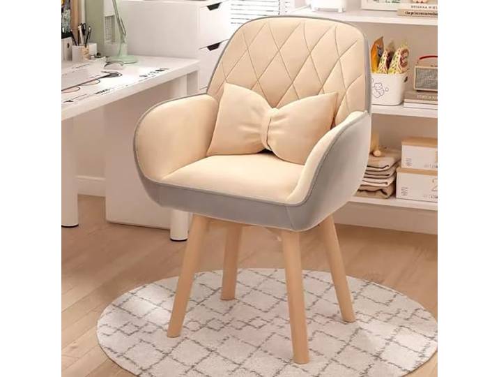 Drehbarer Schminktisch Stuhl, Sessel Schminkstuhl aus Leder, Mid-Century-Stuhl Schminktisch, Zum Arbeiten oder Lernen zu Hause und im Büro, Hocker Schminktisch ( Color : A beige , Size : Not rotating