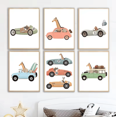 Inspire Picks Safari Animal Nursery Wall Art Elephant & Giraffe Nordic Kids Canvas Print e 40x50 Cm No Framed