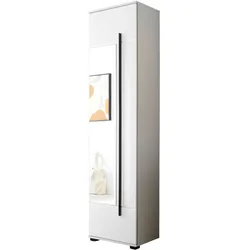 SCHUHSCHRANK weiß Hochglanz 50 x 200 cm, Garderobenschrank mit Spiegel