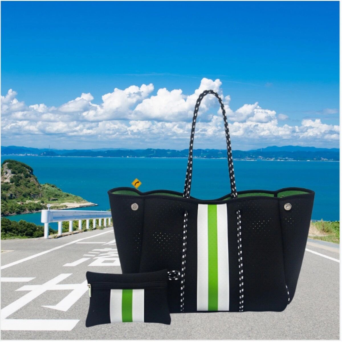 INF Bedruckte Neopren-Strandtasche – wasserdicht, Camouflage-Leopardenmuster, geräumig für Hand- oder Schultertrageweise