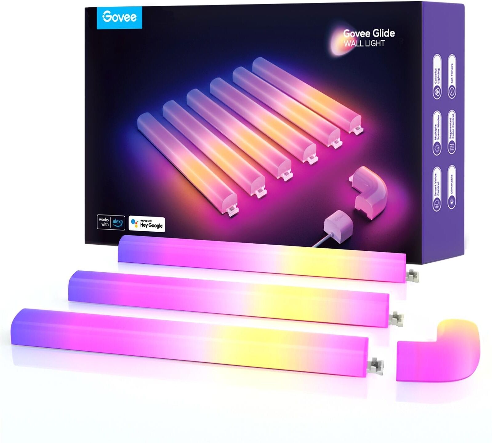GOVEE LED Wandleuchte "Govee Glide, 6+1, 45505 m, RGBIC", weiss (weiß), B:3,5cm L:180cm, Leuchten, LED Wandleuchte weiß Einheitsgröße