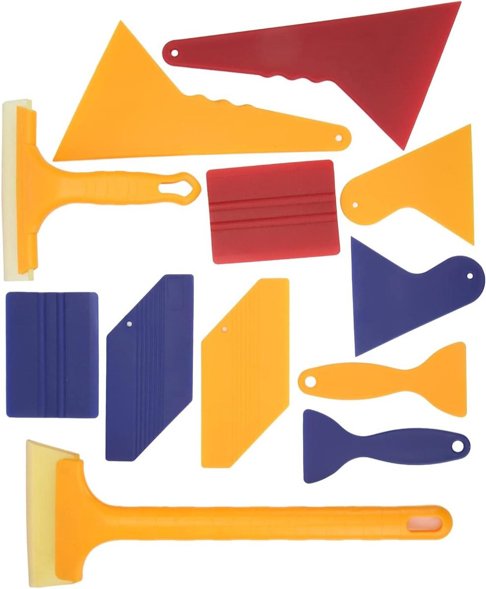 Raamtint Gereedschap Wrap Applicator Set - Complete 12-delige set voor het aanbrengen van folie - Diverse Kleuren - 35 x 6 cm