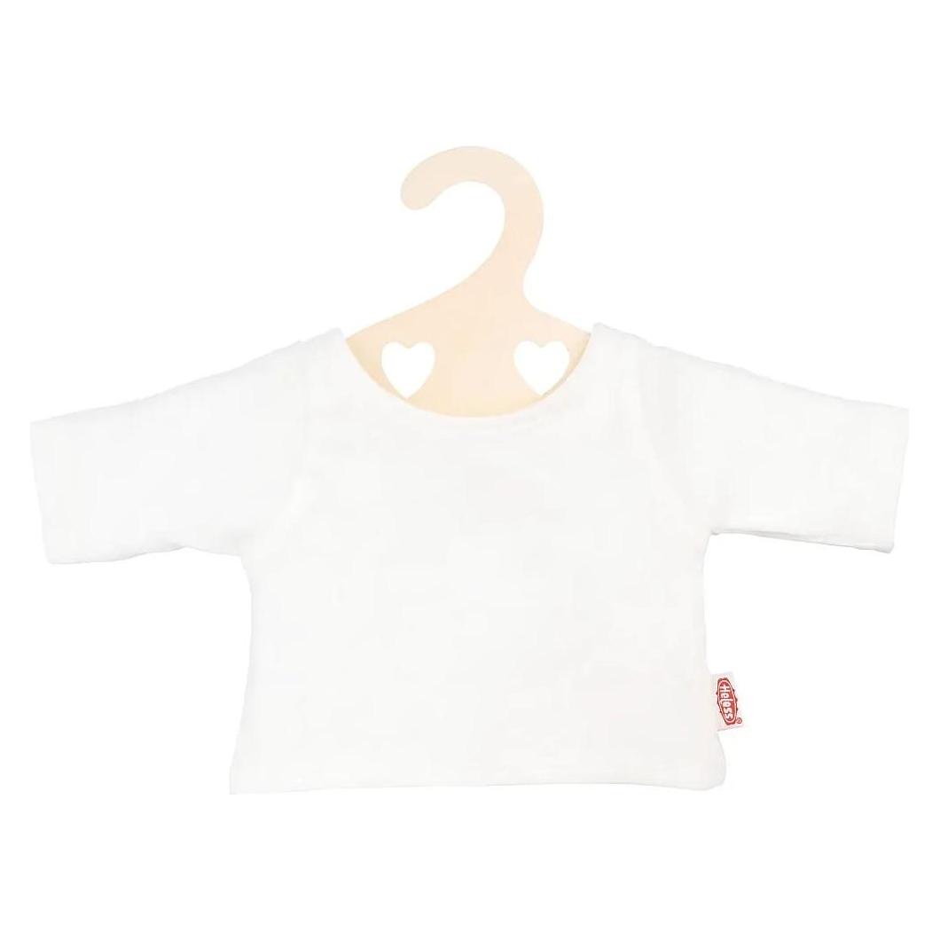 Heless Puppen-T-Shirt weiss auf Kleiderbügel, Grösse 28-35 cm (1956)