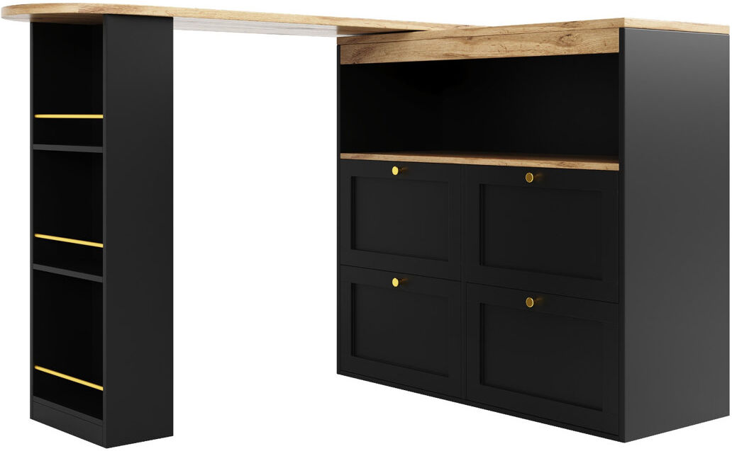 George Oliver 105cm Sideboard with Bar Hutch Black 102cm H X 39cm D