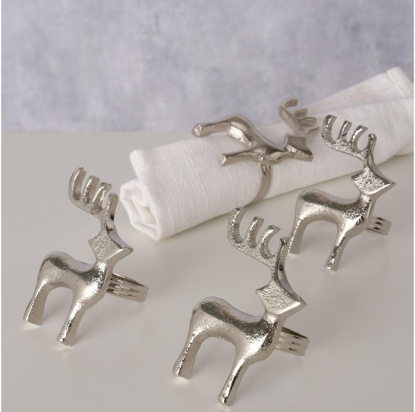 Serviettenring BOLTZE "Rupold 4-teilig", silber (silberfarben), Metall, Serviettenringe, Serviettenring silberfarben Einheitsgröße