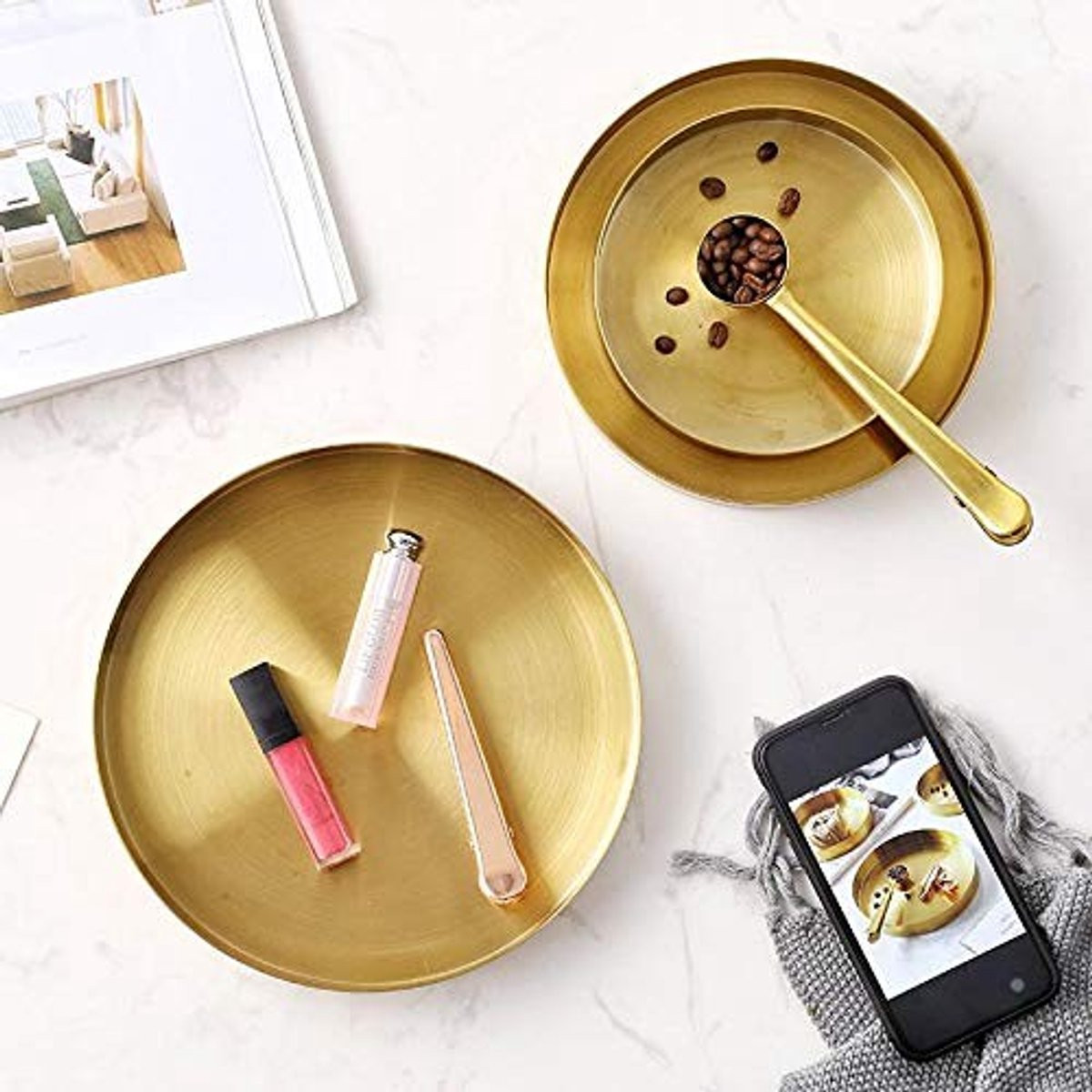 Solidchoice Gouden Decoratieve Tray voor Sieraden en Make-up, 18 cm