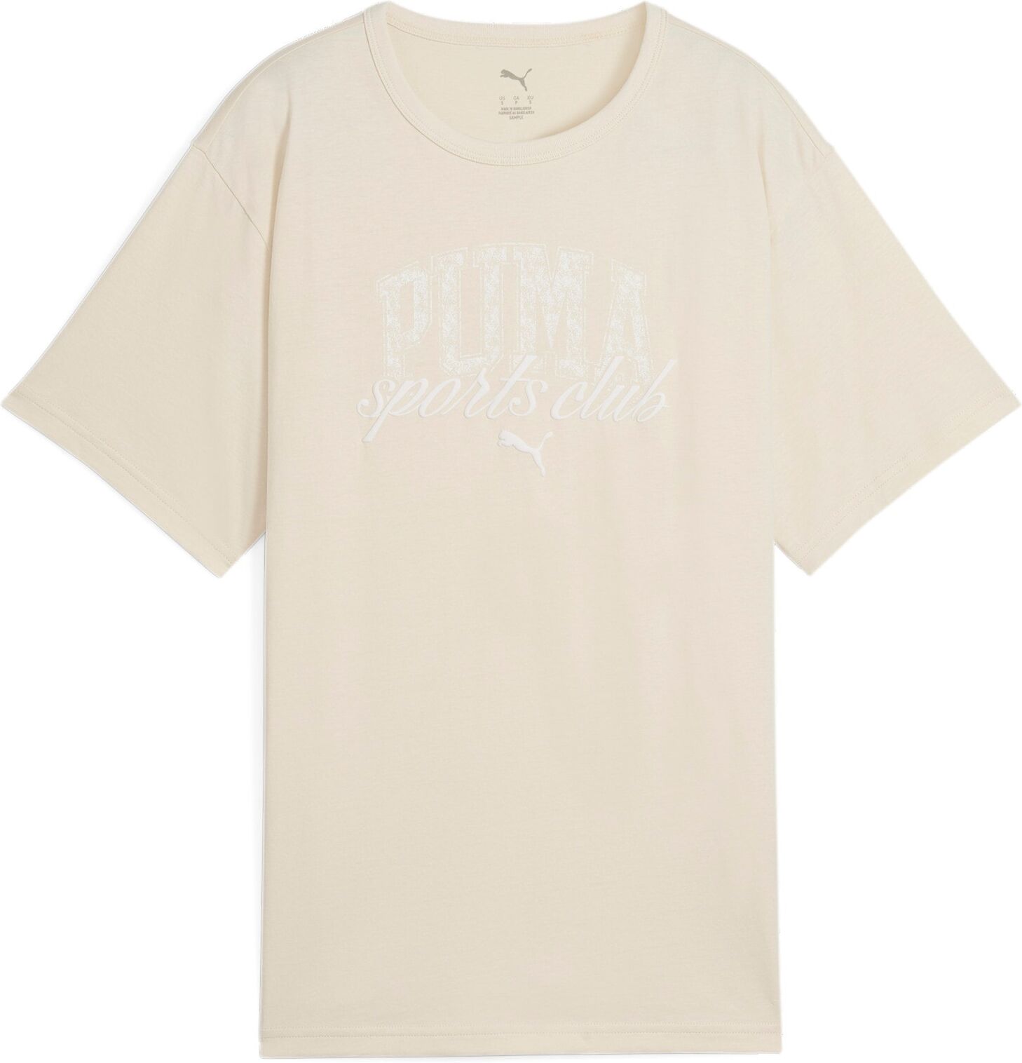 T-Shirt PUMA "CLASS RELAXED TEE", Damen, Gr. XS, weiss (alpine snow), Jersey, Obermaterial: 100% Baumwolle, bedruckt, relaxed fit normal, Rundhals, Shirts T-Shirt, sportlicher Look, grafischer Print, Rundhalsausschnitt alpine snow XS