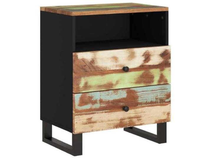 Heofavd Nachttisch 50x33x62 cm Altholz Massivholz Metall Rustikal