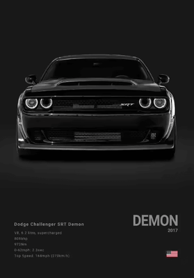 Inspire Curations Dodge Challenger SRT Hellcat Redeye Canvas Poster Modern Muscle Car Wall Art 4 30x42cm Unframed