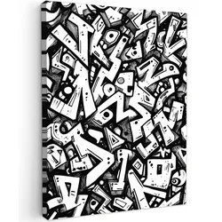 LEINWANDBILD Formen - Buchstaben - Graffiti - Schwarz Room Decor 30x40 cm