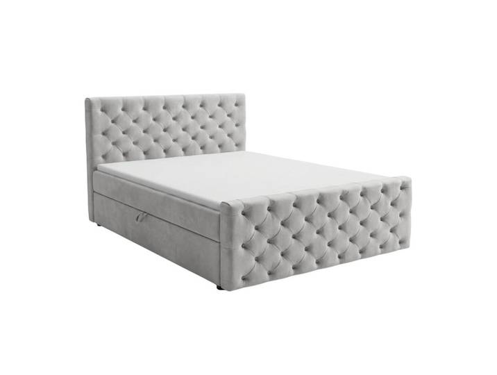 Graingold Boxbett Montego 140x200 Hellgrau, 140x200 cm, Schlafzimmer, Betten, Boxspringbetten