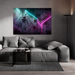 WANDBILD spinne neon abstraktion