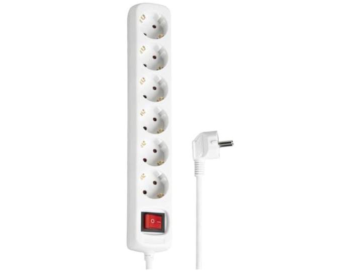Hama Steckdosenleiste 6-Fach, Mehrfachsteckdose mit Schalter, 1,4m, 3680W