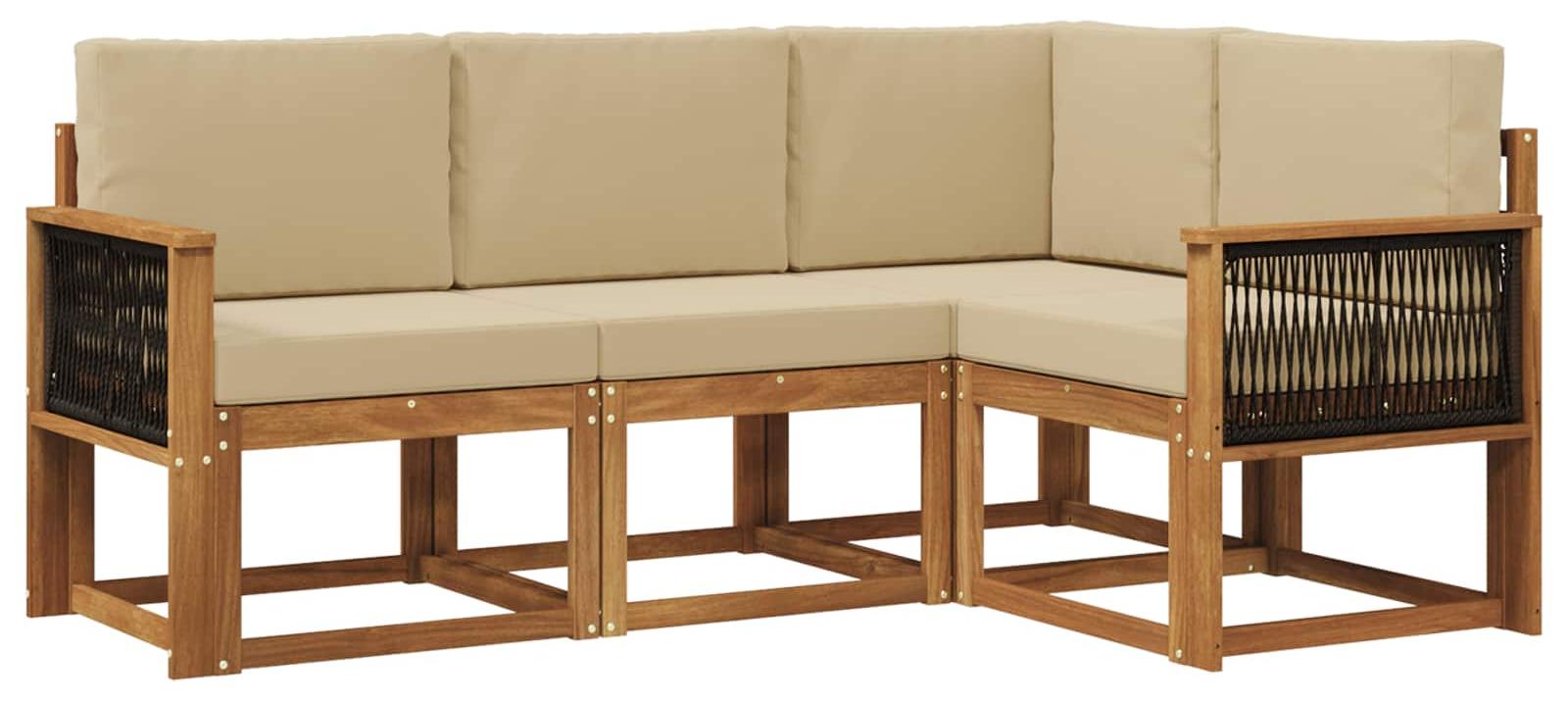 Outdoor-Sofagarnitur 4 pcs Natur und Beige Polyester