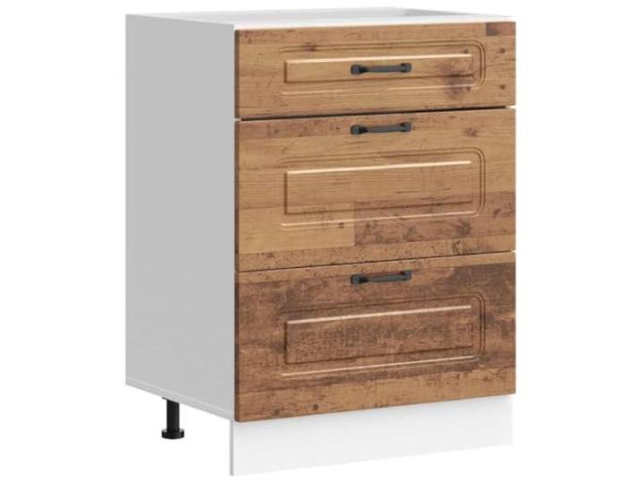 HKTMGDNG Küchenunterschrank 60x46x81,5 cm Kalmar Altholz-Optik Vielseitiger Unterschrank für Küche und Vorratsraum mit verstellbaren Füßen und geräumigen Schubladen.