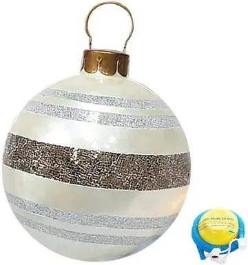 Multisell Products Hub Outdoor Christmas Inflatable Ball, Giant Big Tree Decoration Toy, Large Decor Ornament Without Light silver Stripe 60cm