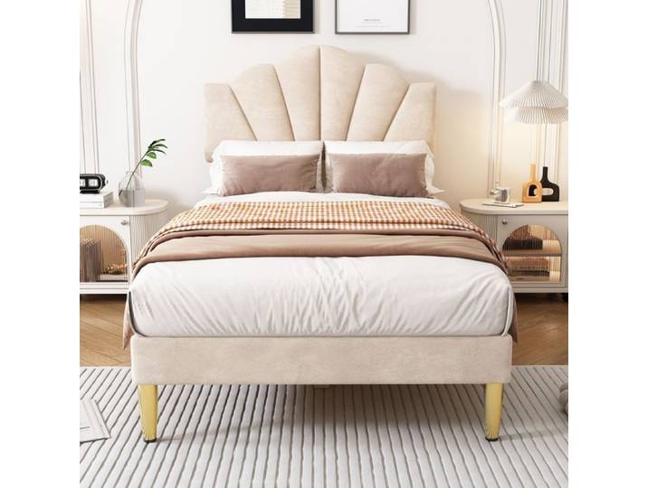 Feuille épaissie Structure de lit Eco - friendly Material velours durable lit rembourré 90 * 200 cm lit en forme de coquille av