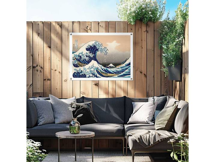 Poster extérieur La grande vague PVC Bleu/Bleu 60 x 80 x 0cm