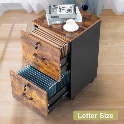 Vingli 2-Drawer Rolling Wood File Cabinet with Lock